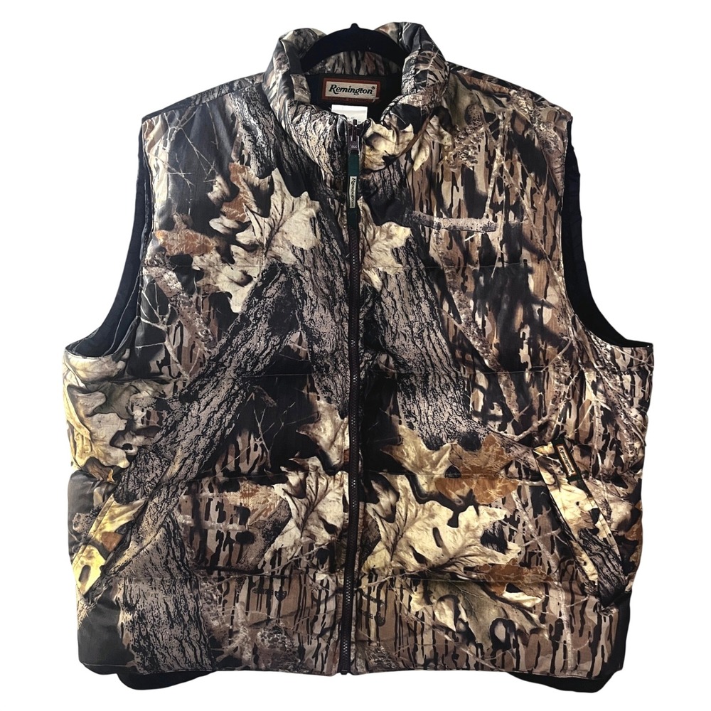 Remington Mens XL Camo Down Puffer Vest Woodland Hunting Outdoor Full Zip